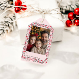 Launische Weihnachtsgirlande & Schleifen Fotokarte Geschenkanhänger