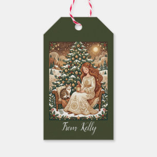 Launische Weihnachtskatze Winter Maiden Kunst Geschenkanhänger