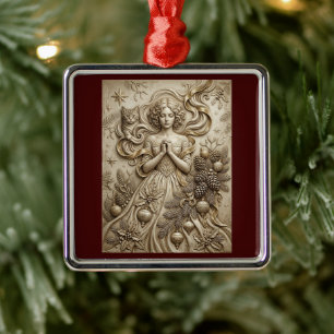Launische Weihnachtskatze Winter Maiden Ornament Aus Metall