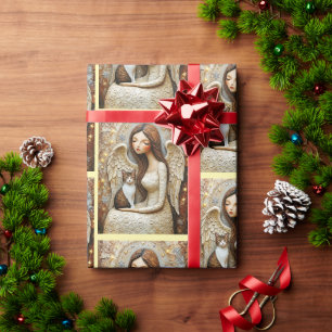 Launische Weihnachtskatze Winterfee Kunstverpackun Geschenkpapier
