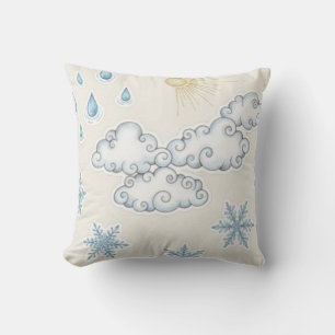 Launische Wetter-Symbole – Sonne Wolken Regen und Kissen