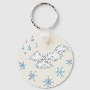 Launische Wetter-Symbole – Sonne Wolken Regen und Schlüsselanhänger
