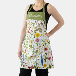 Launische Wildblumen Grün Schürze