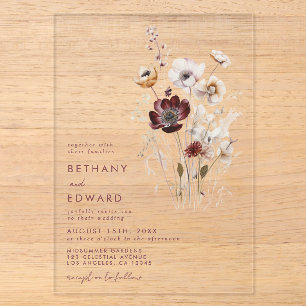 Launische Wildblumen-Hochzeit im Herbst Acryleinladungen
