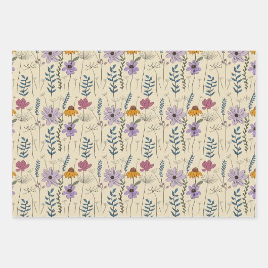 Launische Wildblumen-Nahtloses Muster Geschenkpapier Set (Vorderseite)