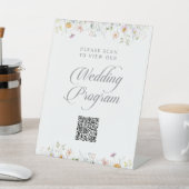 Launische Wildblumen-QR-Code-Hochzeitsprogramm Sockelschild (In SItu)