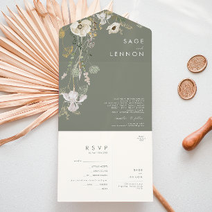 Launische Wildblumen-Salbei-Wiese Siegel und Sende All In One Einladung