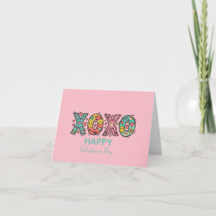 Launische "XOXO"-Herzen Frohen Valentinstag Rosa Karte