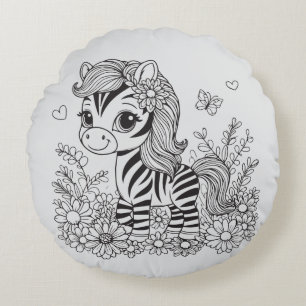 Launische Zebra Rundes Kissen