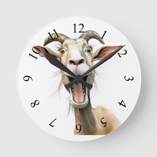 Launische Ziege Runde Wanduhr (Vorderseite)