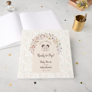Launische Zwillinge Jungen Baby Shower Floral LPM2 Gästebuch