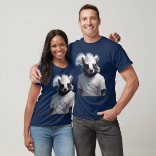 Launischer anthropomorpher Stinktier in einem weiß T-Shirt
