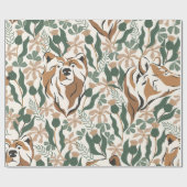 Launischer Bär und Distelblumen-Waldgarten Geschenkpapier (Flach)
