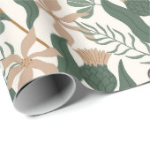 Launischer Bär und Distelblumen-Waldgarten Geschenkpapier (Rolleneckpunkt)