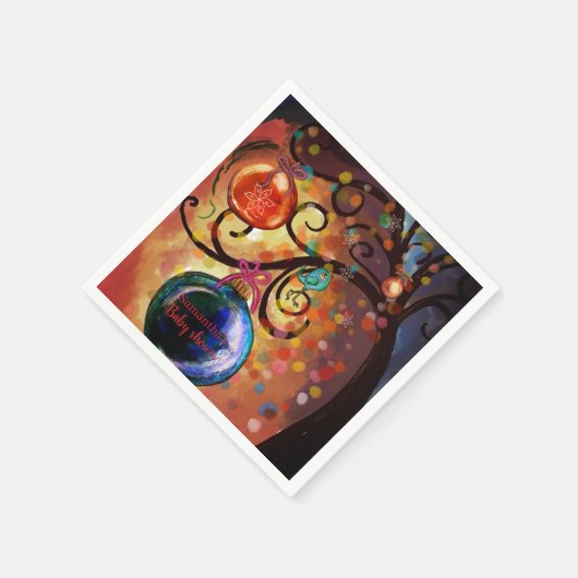 Launischer blauer Orangen-Weihnachtsbaum Papier Se Serviette (Ecke)