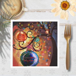 Launischer blauer Orangen-Weihnachtsbaum Papier Se Serviette