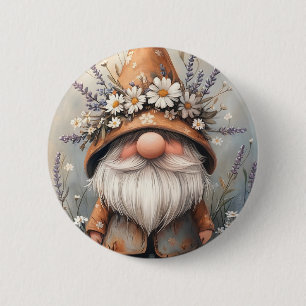 Launischer Blumengnom: Liebenswerte Aquarellkunst Button