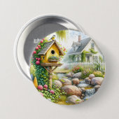 Launischer Cottage-Garten-Vogelhaus-Bach Button (Vorne & Hinten)