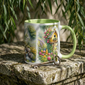 Launischer Cottage-Garten-Vogelhaus-Bach Tasse