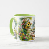 Launischer Cottage-Garten-Vogelhaus-Bach Tasse (Vorderseite Links)