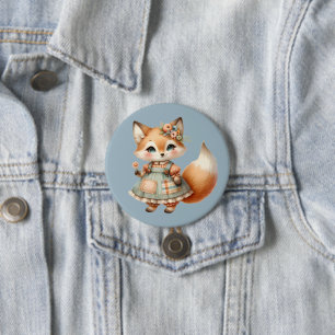 Launischer Cottagecore Floraler Pastell Fuchs Button