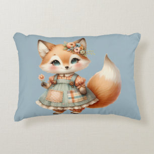 Launischer Cottagecore Floraler Pastell Fuchs Dekokissen
