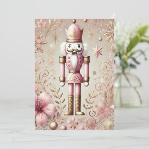 Launischer Eleganter Rosa und Gold Pastell Nusskna Feiertagskarte