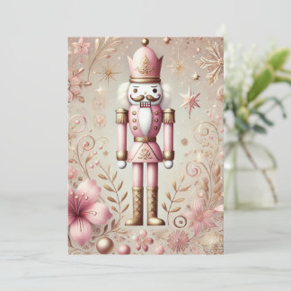 Launischer Eleganter Rosa und Gold Pastell Nusskna Feiertagskarte