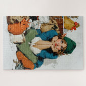 Launischer Elf zwischen Geschenktaschen Puzzle (Horizontal)