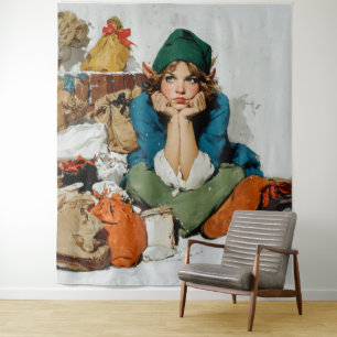 Launischer Elf zwischen Geschenktaschen Wandteppich