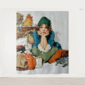 Launischer Elf zwischen Geschenktaschen Wandteppich (Vorderseite)