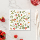 Launischer Erdbeer-Gänseblümchen Blumenprint Servi Serviette (Beispiel)
