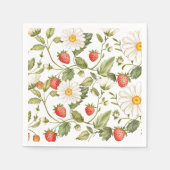 Launischer Erdbeer-Gänseblümchen Blumenprint Servi Serviette (Vorderseite)