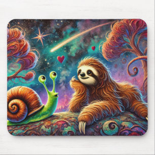 Launischer Faultier und Schnecke unter sternenklar Mousepad