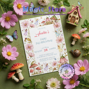 Launischer Feengarten Blumiger Wasserfarben-Geburt Einladung