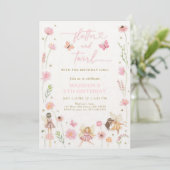 Launischer Feengarten Florale Geburtstagsfeier Einladung (Stehend Vorderseite)