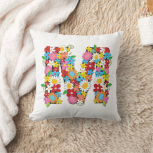 Launischer Frühlingsblumen-Garten-Name-Monogramm ' Kissen