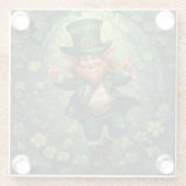 Launischer Glücklich-Leprechaun-Üppiger-Wald-Kinde Glasuntersetzer (Rückseite)