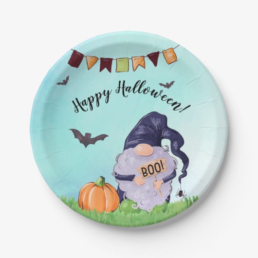 Launischer Gnom Frohes Halloween Pappteller (Vorderseite)