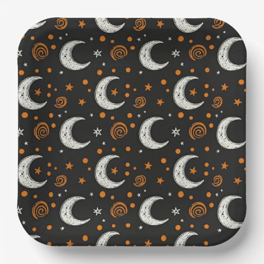 Launischer Halloween-Himmel-Mond Pappteller (Vorderseite)