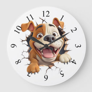 Launischer Hund an allen rissen Große Wanduhr