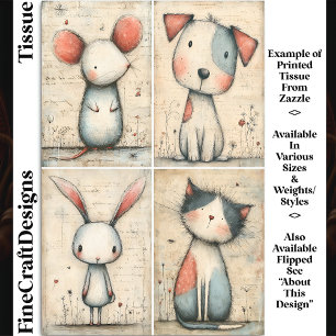 Launischer Hund, Katze, Maus & Bunny DS1R Decoupag Seidenpapier