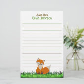 Launischer Kindername FOX Lined Schreibwaren Briefpapier (Stehend Vorderseite)