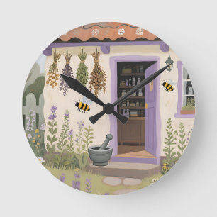 Launischer Kräutergarten Cottage Runde Wanduhr
