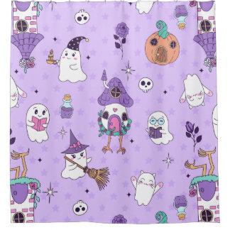 launischer lila Halloween unheimlicher Geist gruse Duschvorhang