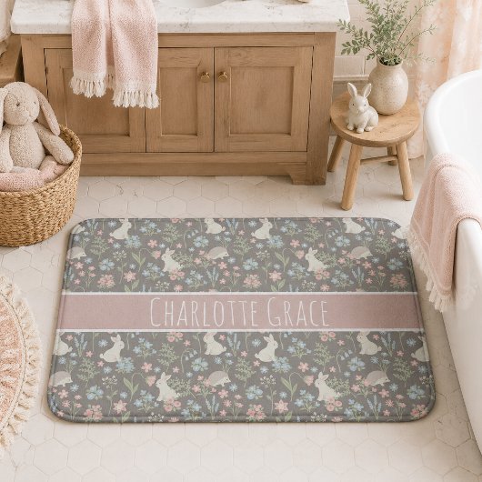 Launischer Mädchenname Boho-Blumen-Hasen-Kinderzim Badematte