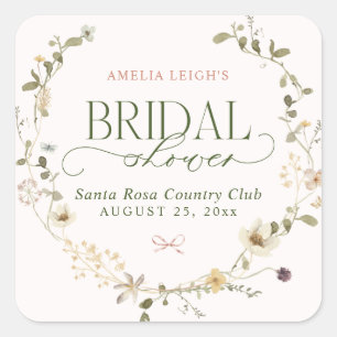 Launischer Märchengarten & Bows Brautdusche Quadratischer Aufkleber