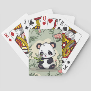 Launischer Panda-Bär auf floralem Hintergrund Spielkarten