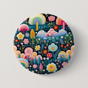 Launischer Regenbogen-Garten Blumige Fantasie-Must Button
