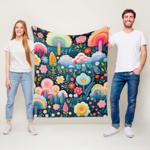 Launischer Regenbogen-Garten Blumige Fantasie-Must Fleecedecke